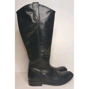 FRYE Boots Womens Sz 8 B Tall/Knee Black Leather Riding Boots Equestrian Zip